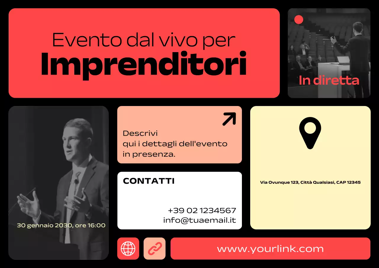 annuncio aziendale moderno rosso