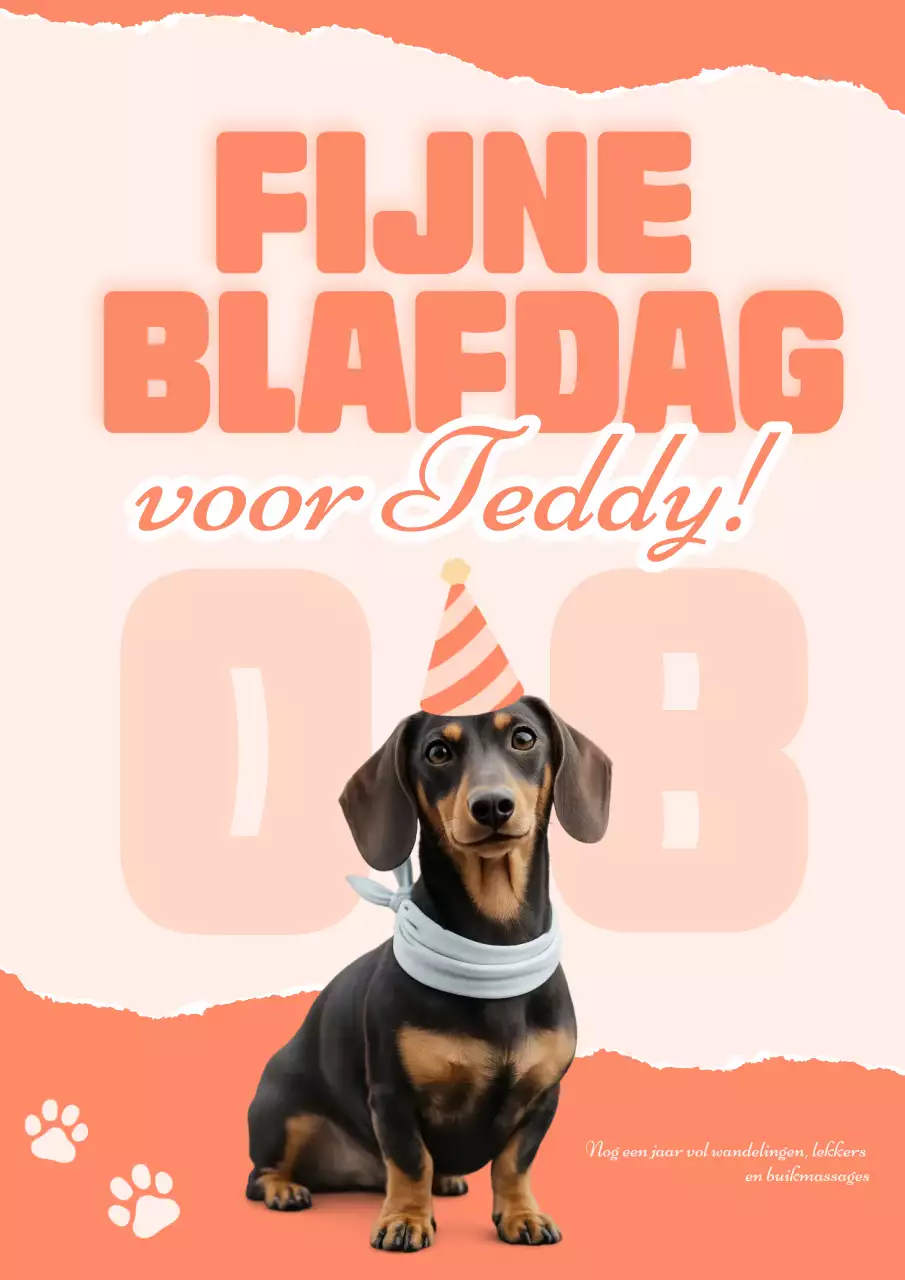 Blauwe speelse hond verjaardagskaart poster