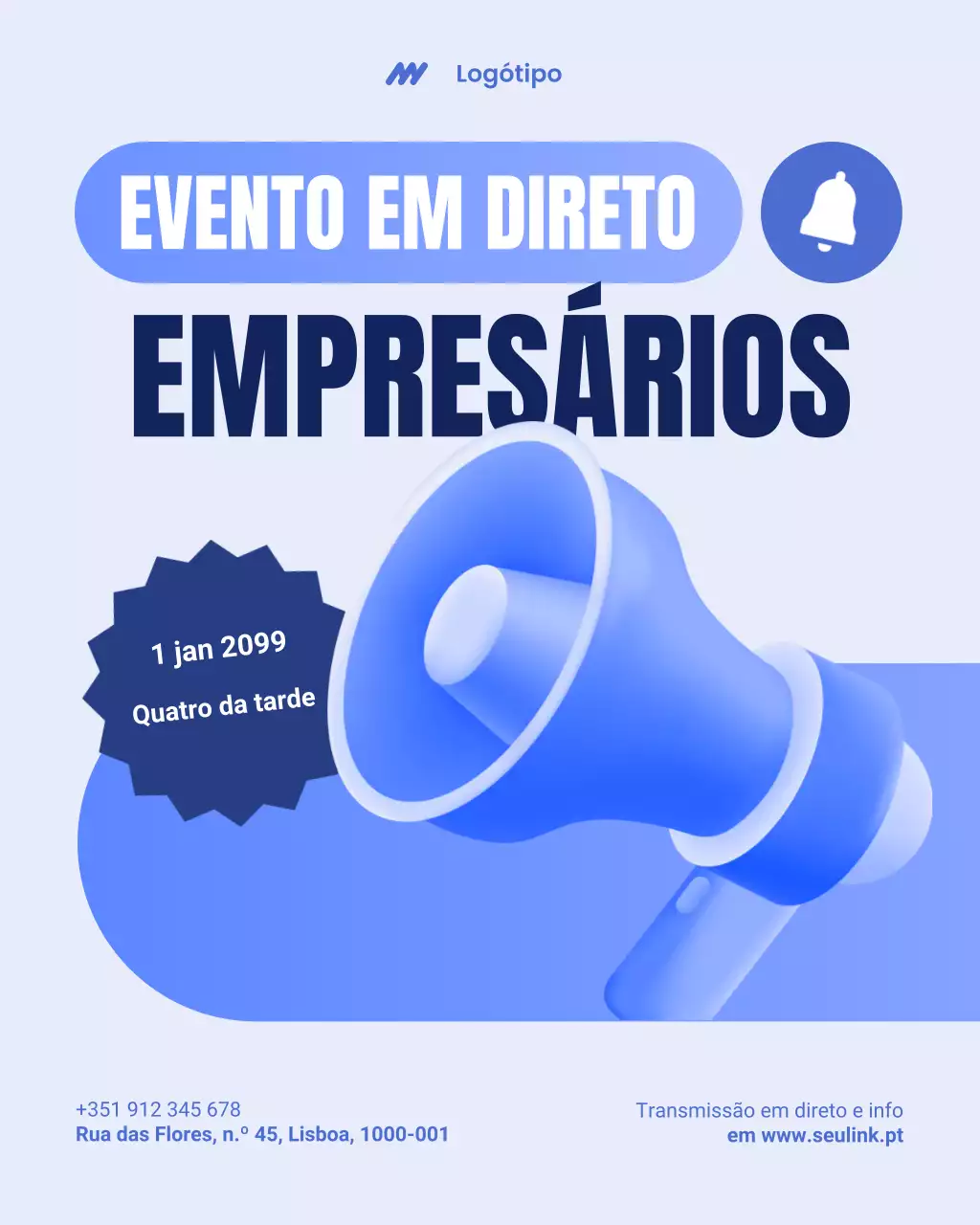 Anúncio de empreendedorismo moderno azul