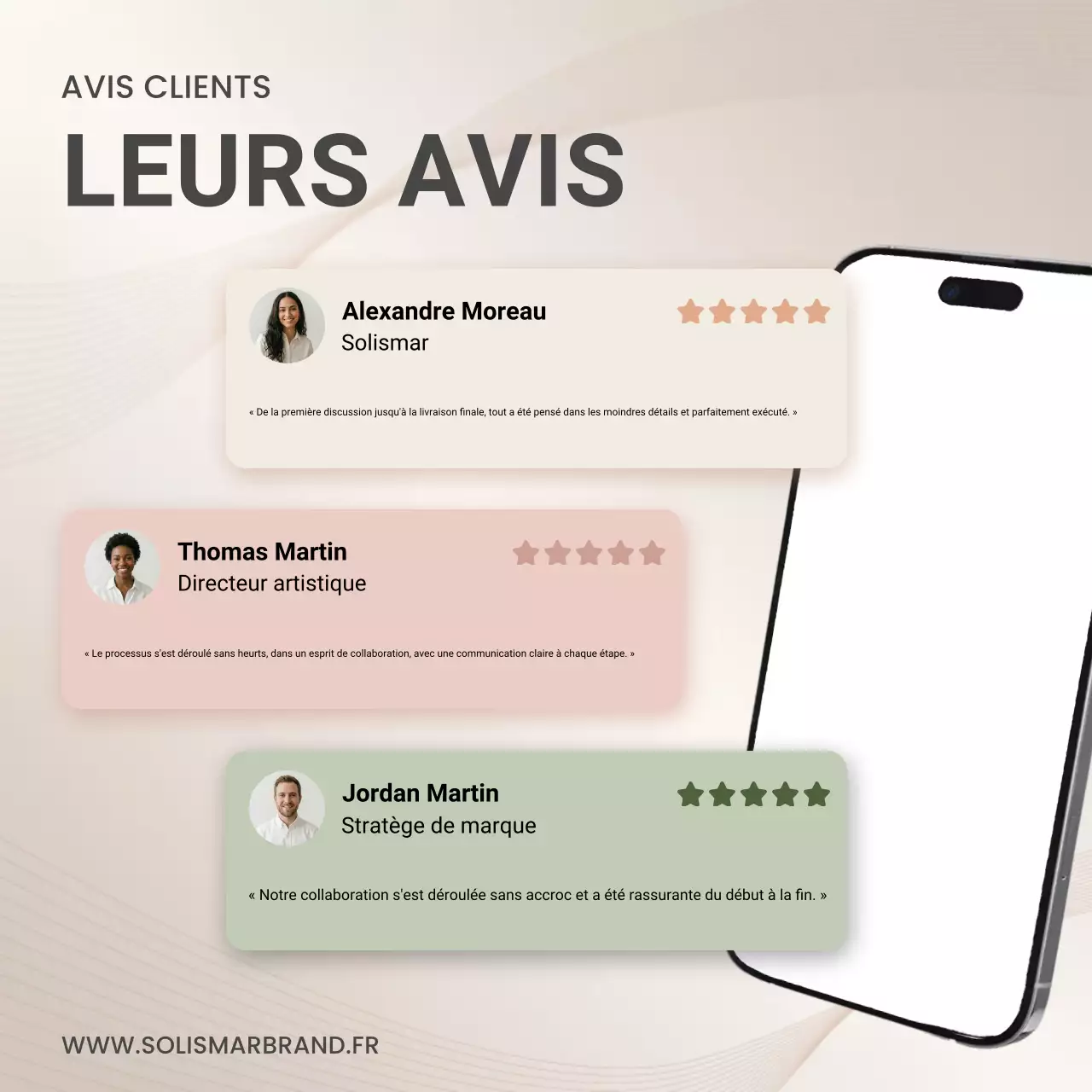 Beige Moderne Avis clients Réseaux sociaux Square