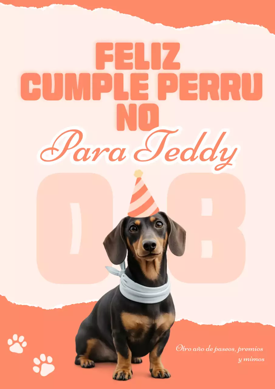 Póster de invitación de cumpleaños de perro juguetón azul