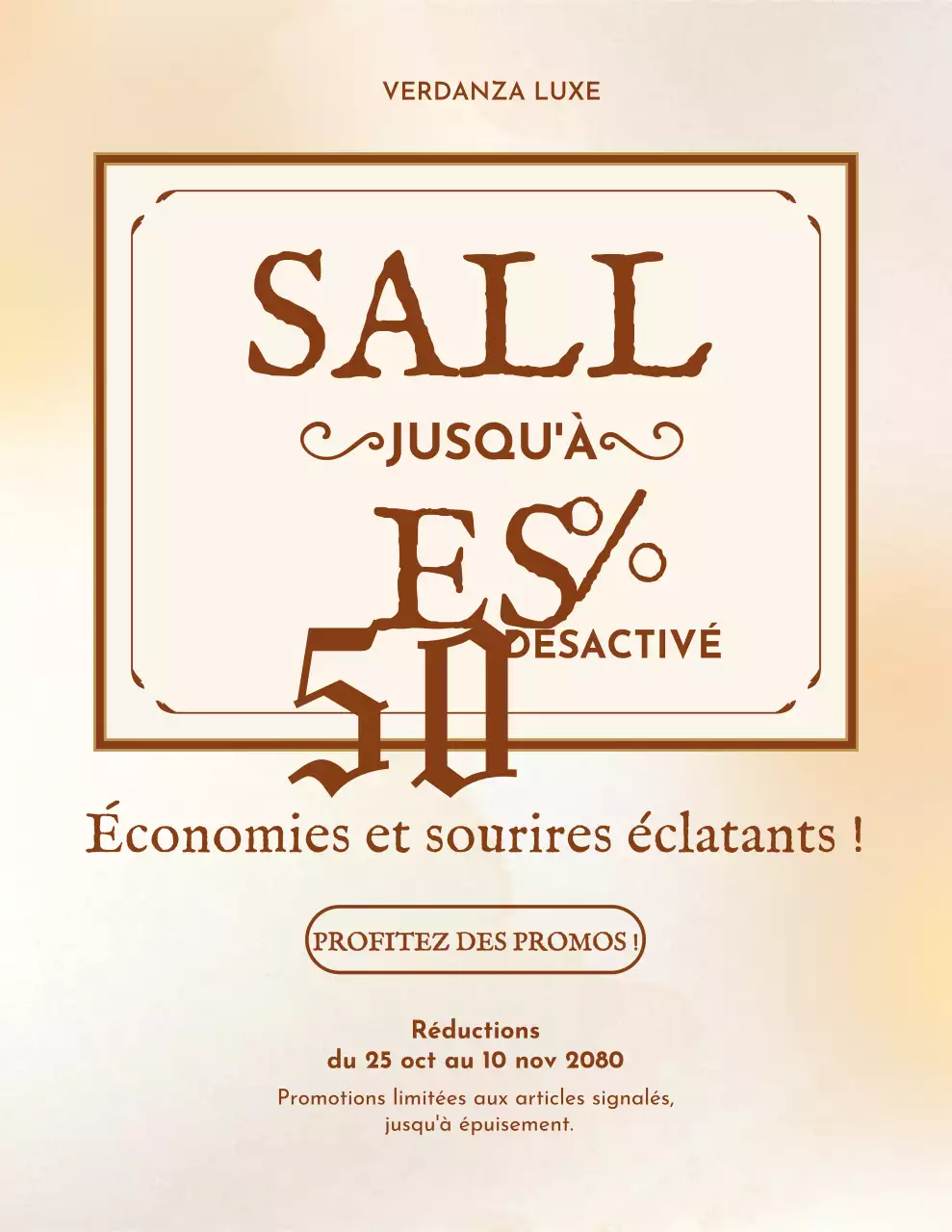 Affiche promotionnelle élégante beige