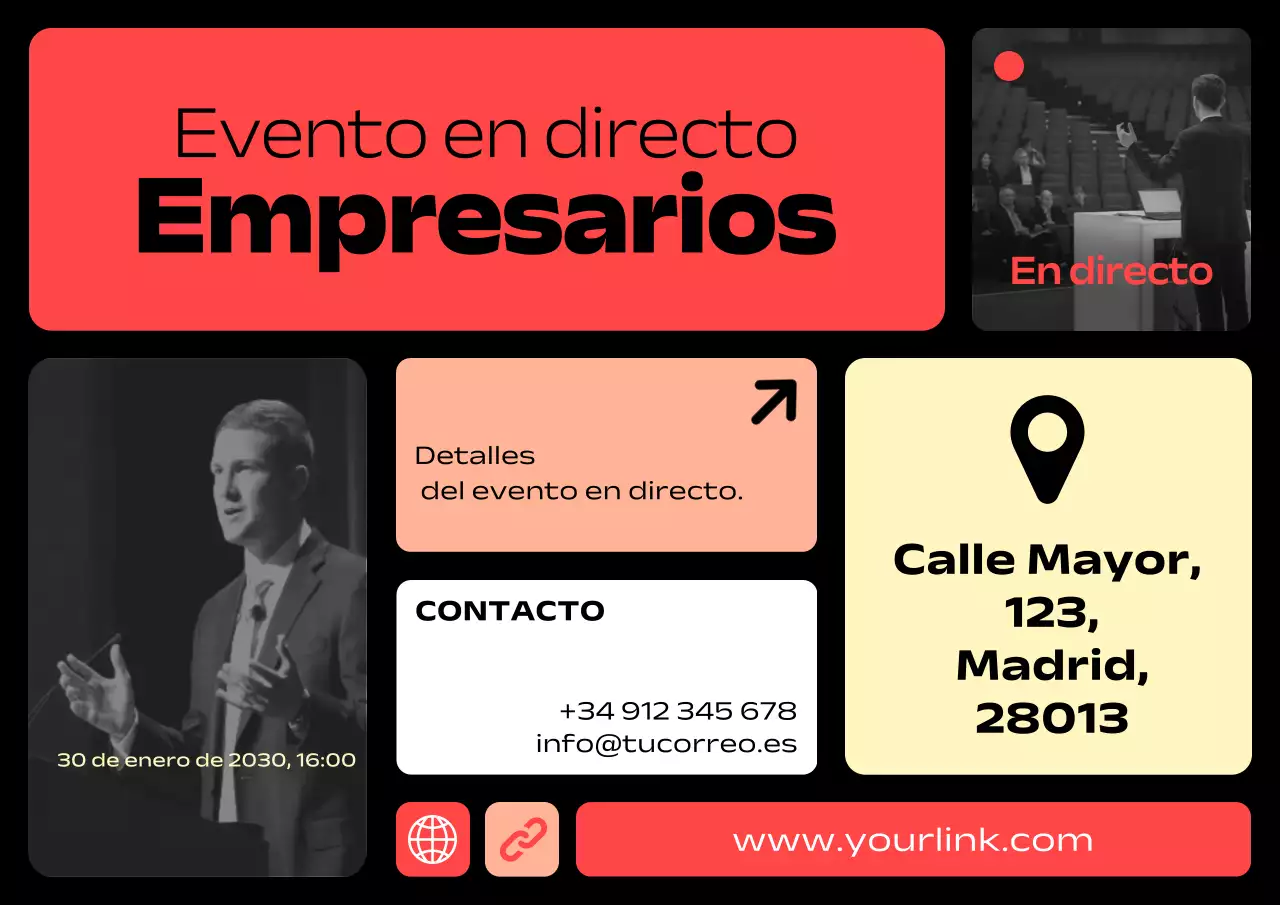 Anuncio comercial moderno en rojo