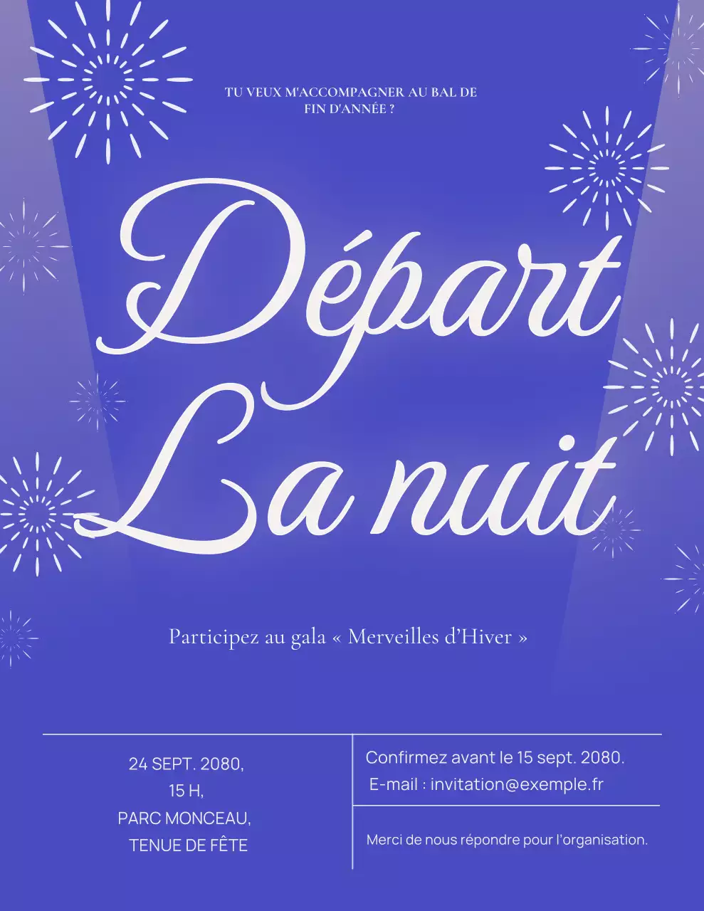 Affiche d'invitation élégante bleue pour le bal de promo