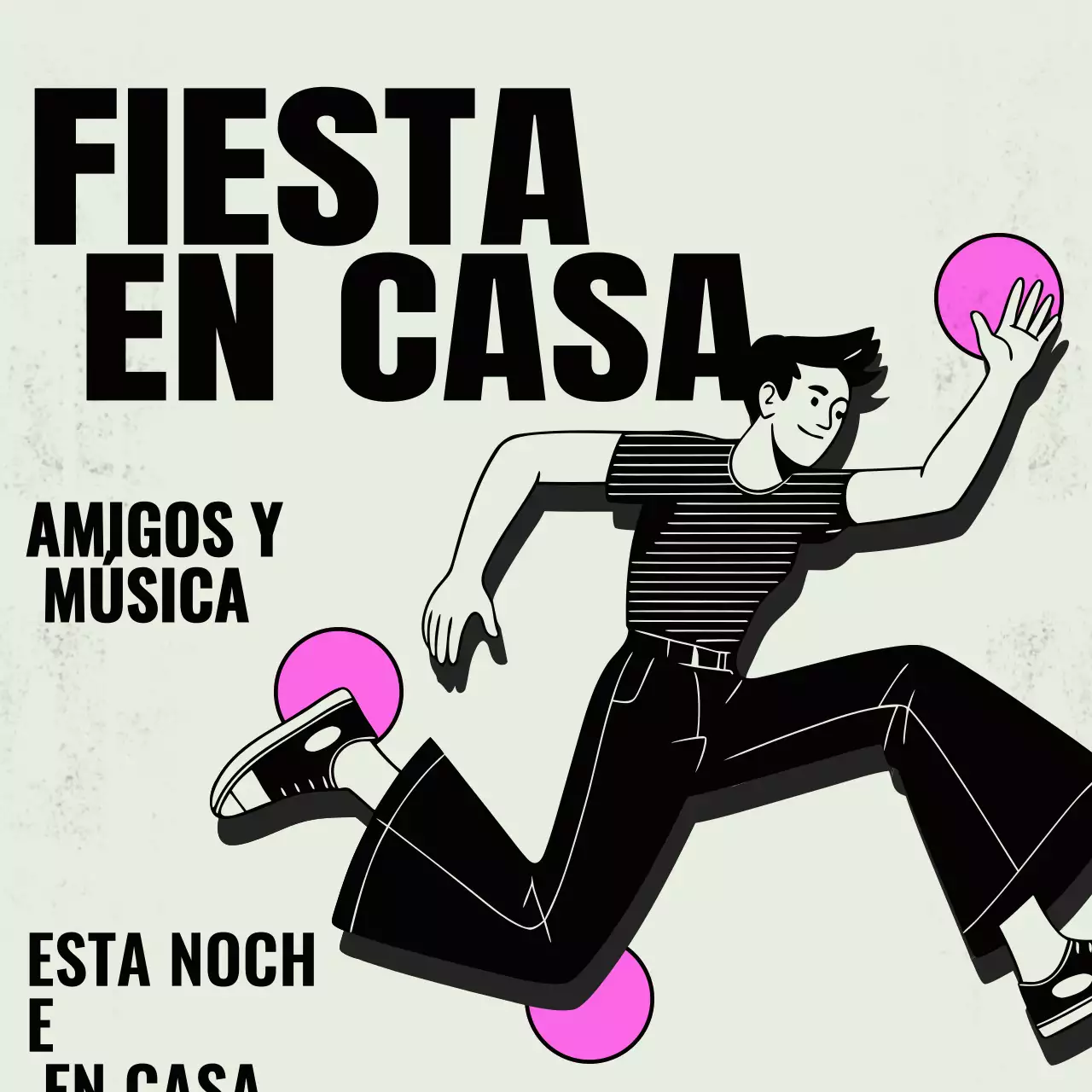 Invitación a fiesta retro negra para Instagram