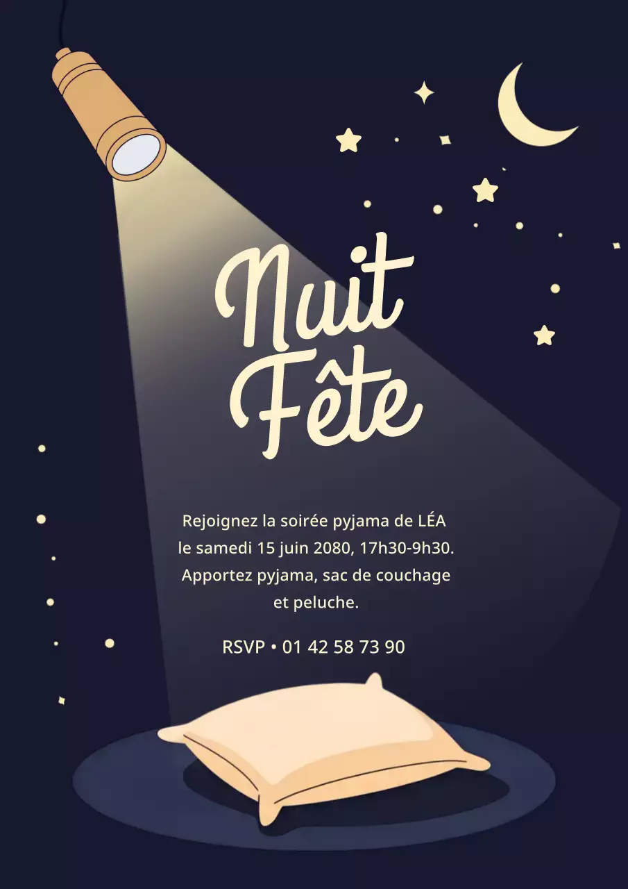 Affiche d'invitation pour une soirée pyjama