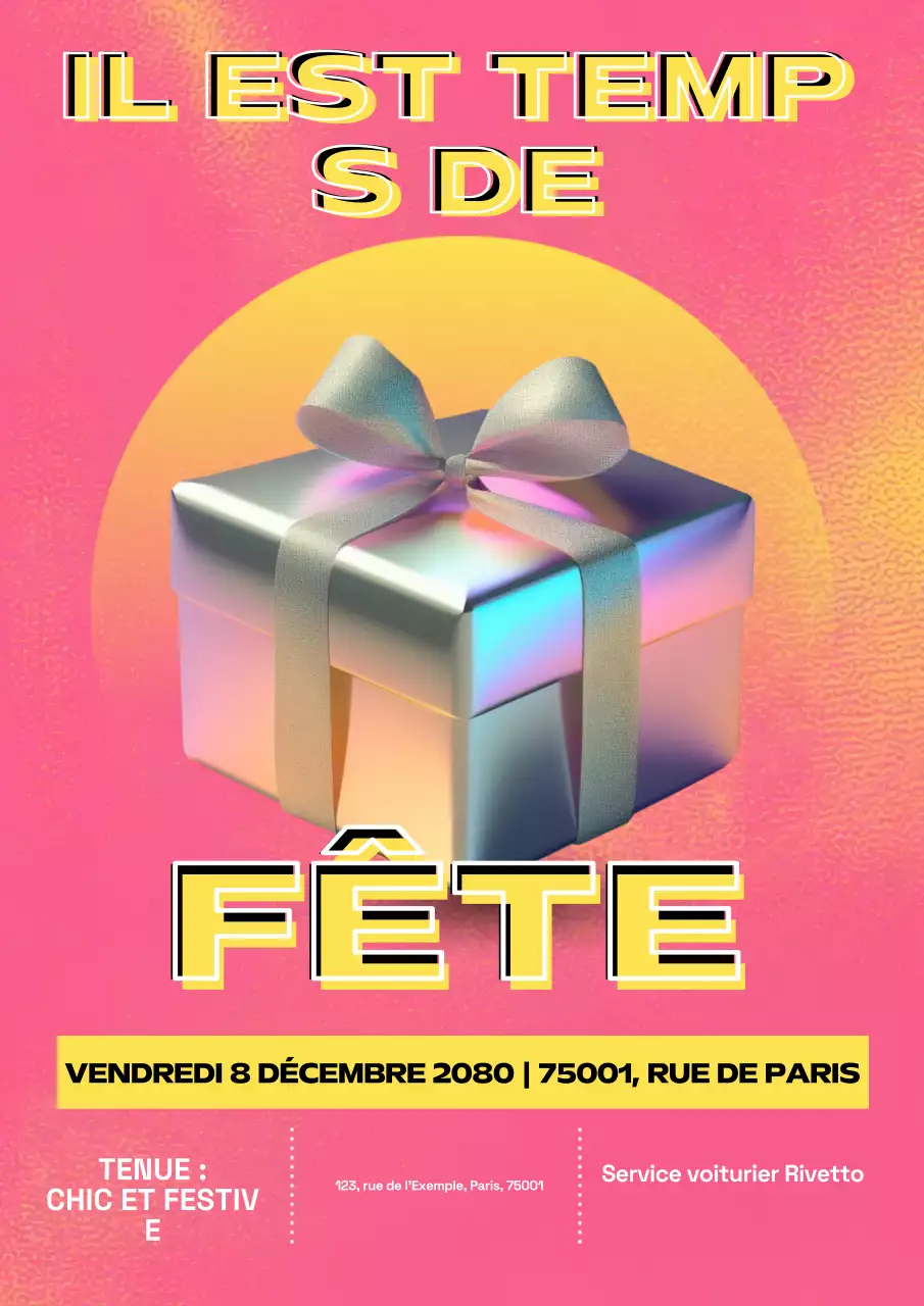 Affiche d'invitation d'anniversaire rétro rose