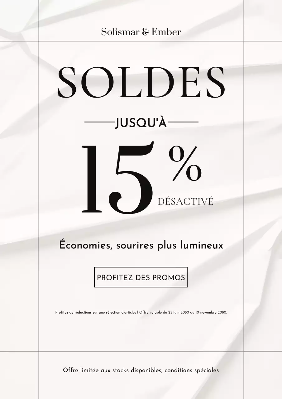 Affiche promotionnelle de soldes moderne beige