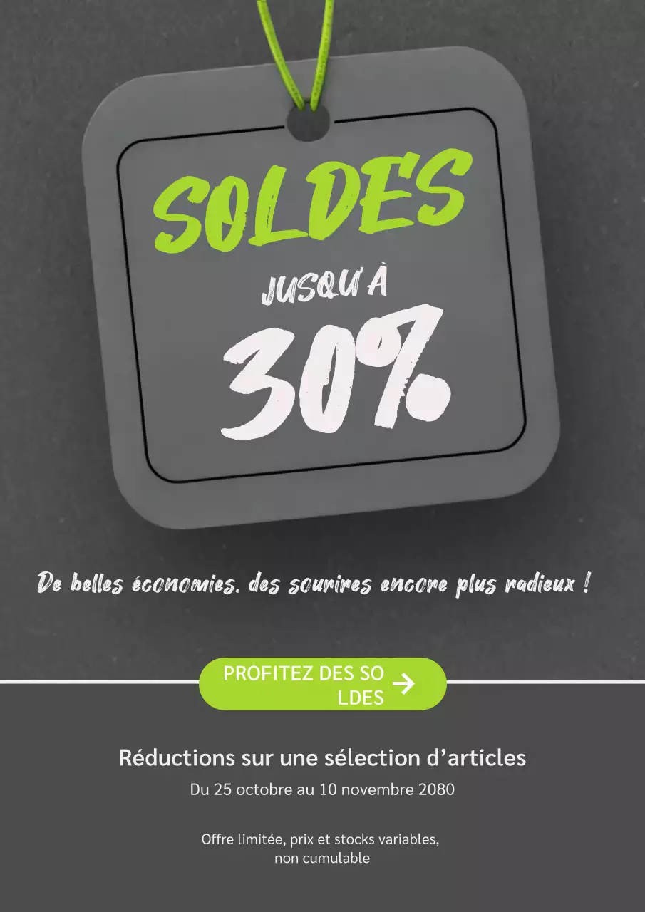 Affiche promotionnelle de vente moderne grise