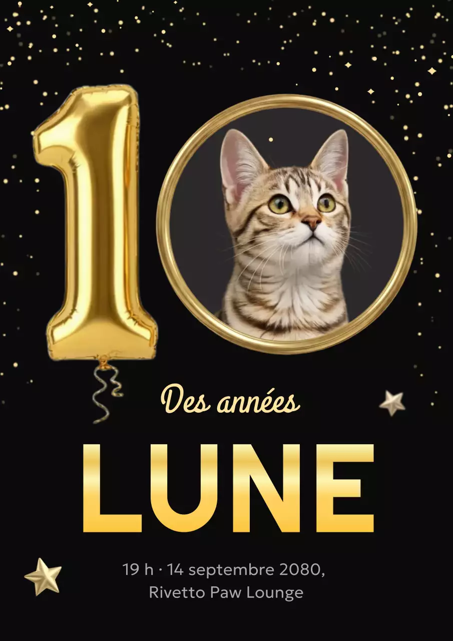 Affiche d'invitation élégante noire pour un événement animalier