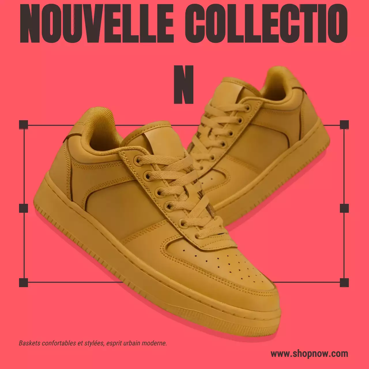 Publication Instagram promotionnelle de baskets jaunes modernes