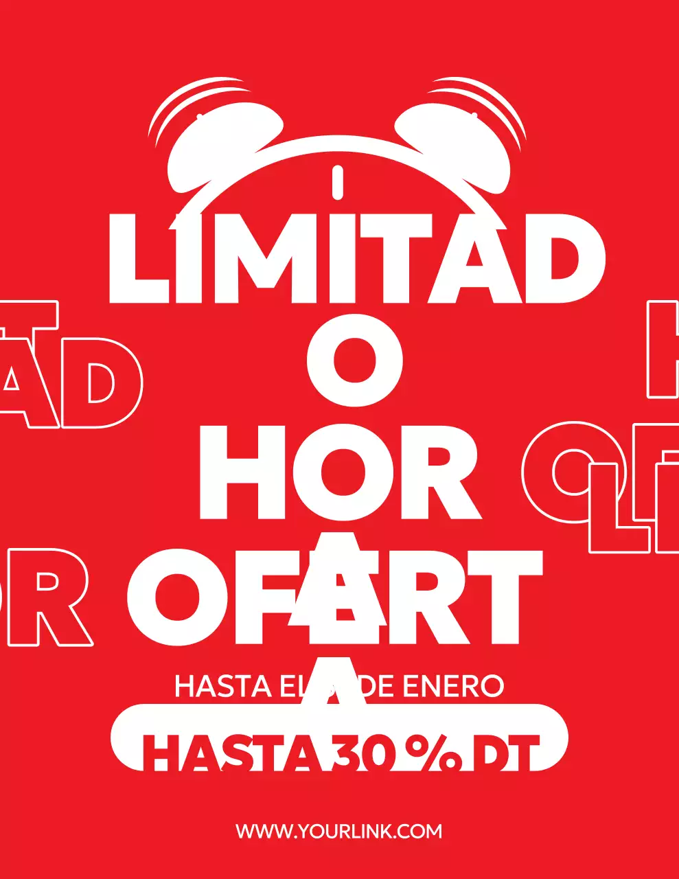 Promoción de venta en negrita roja