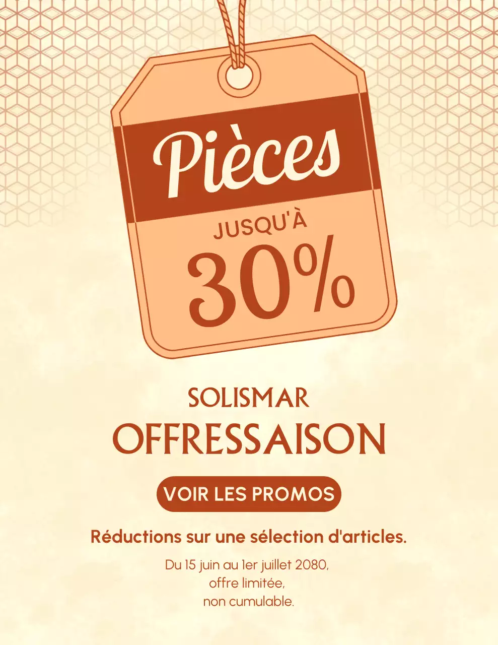 Affiche promotionnelle des soldes rétro orange