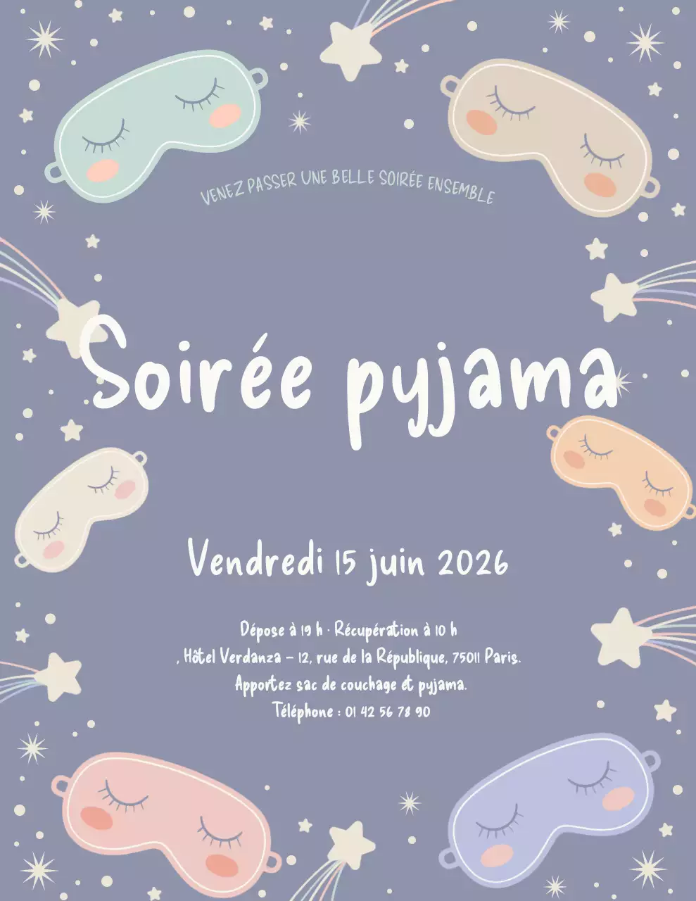 Affiche d'invitation à une fête ludique violette