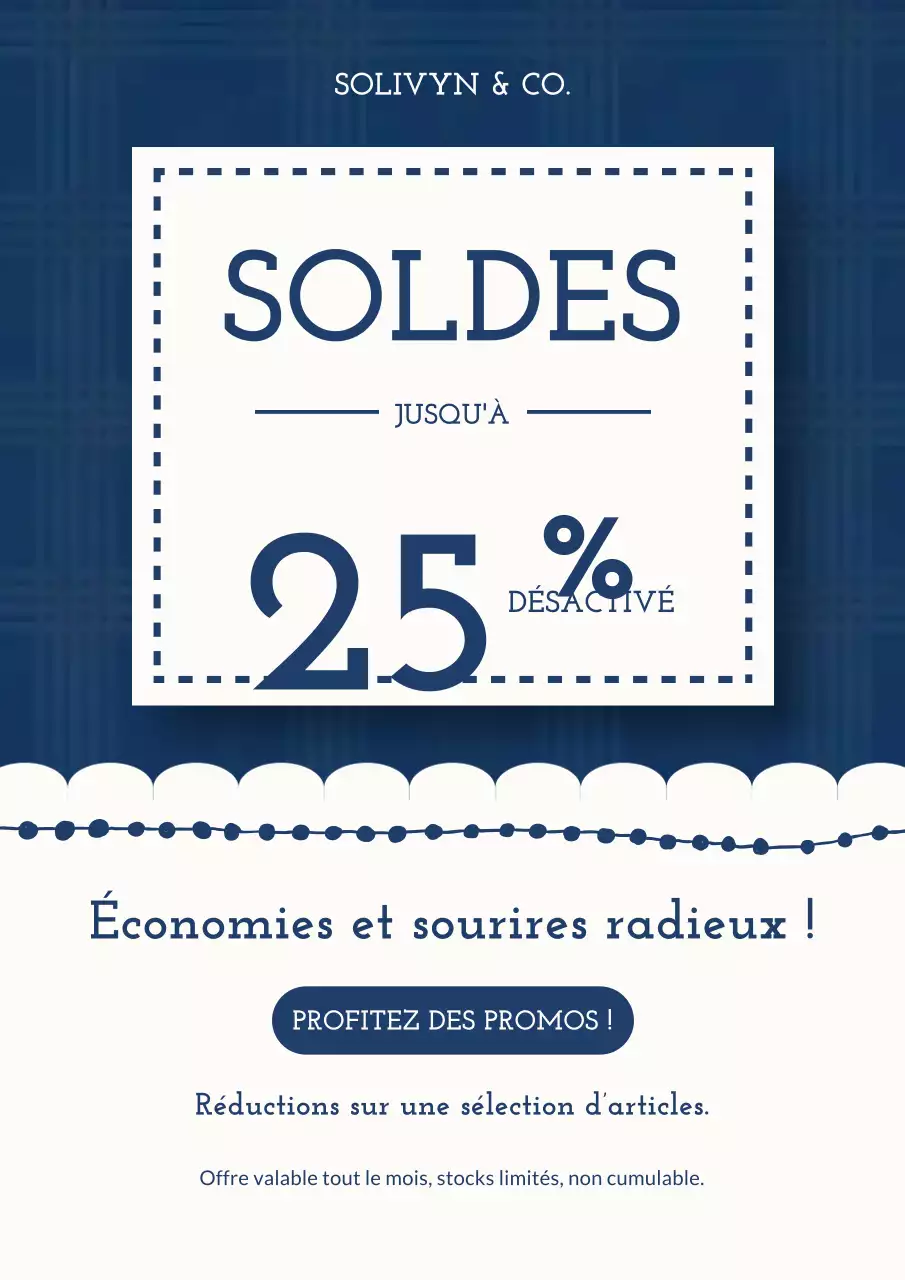 Affiche promotionnelle des soldes Navy Classic