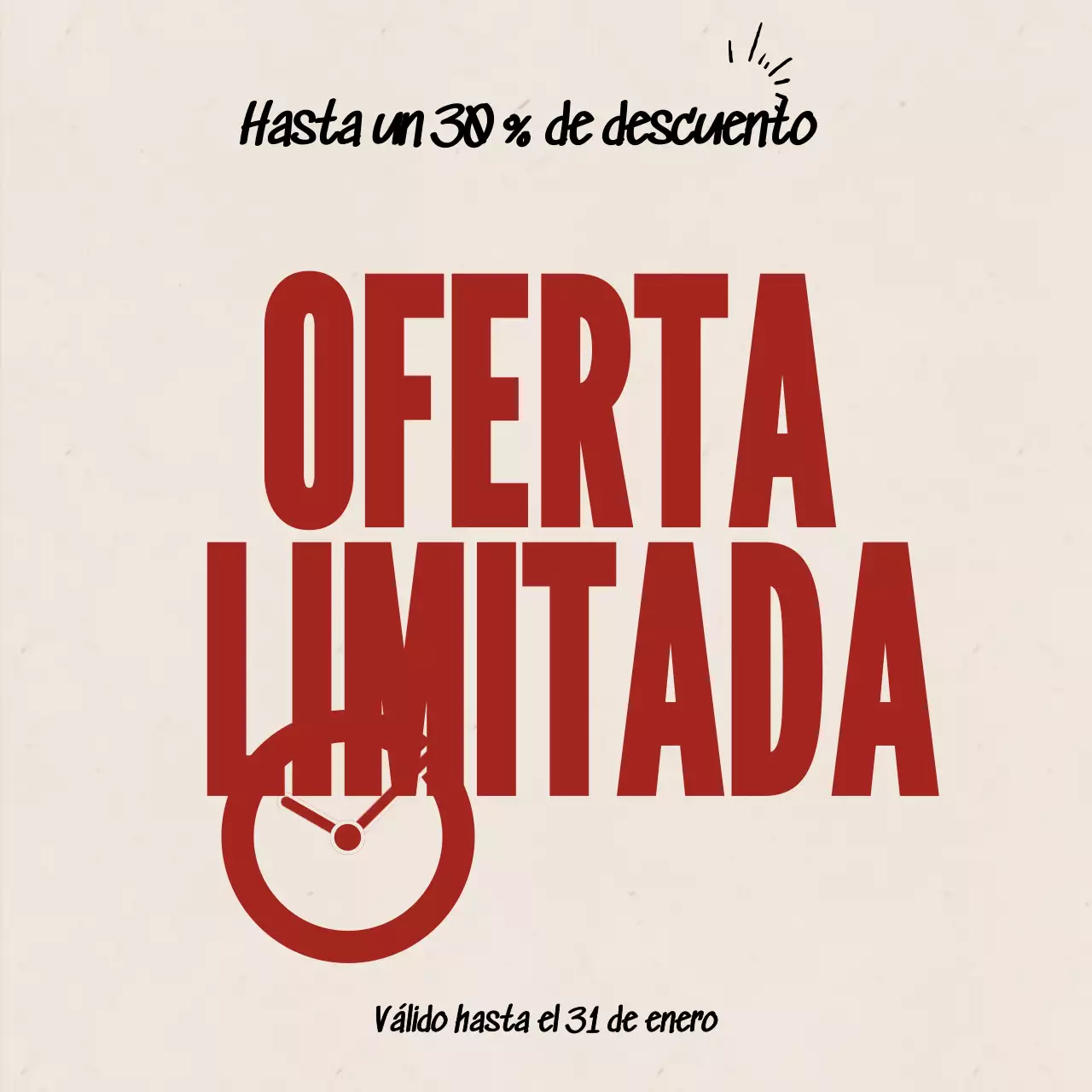 Promoción de venta en negrita roja