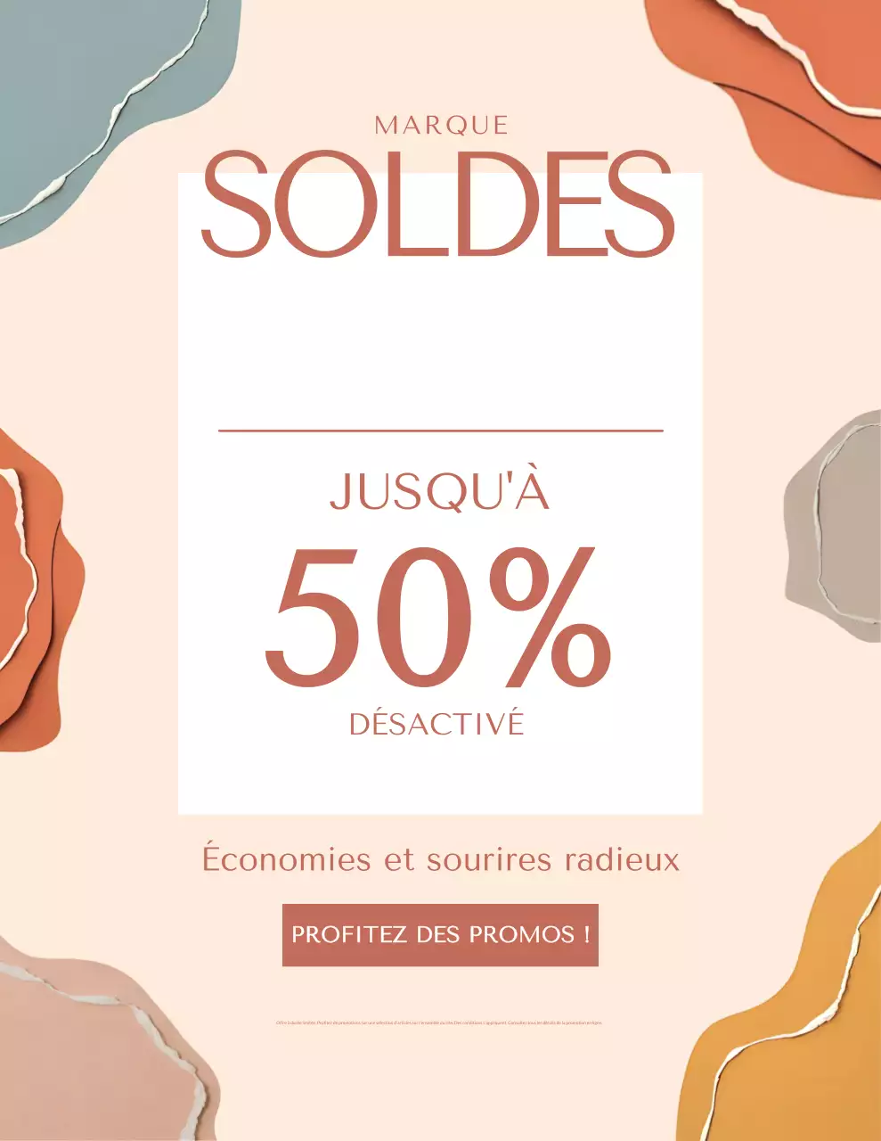Affiche promotionnelle de soldes abstraite beige