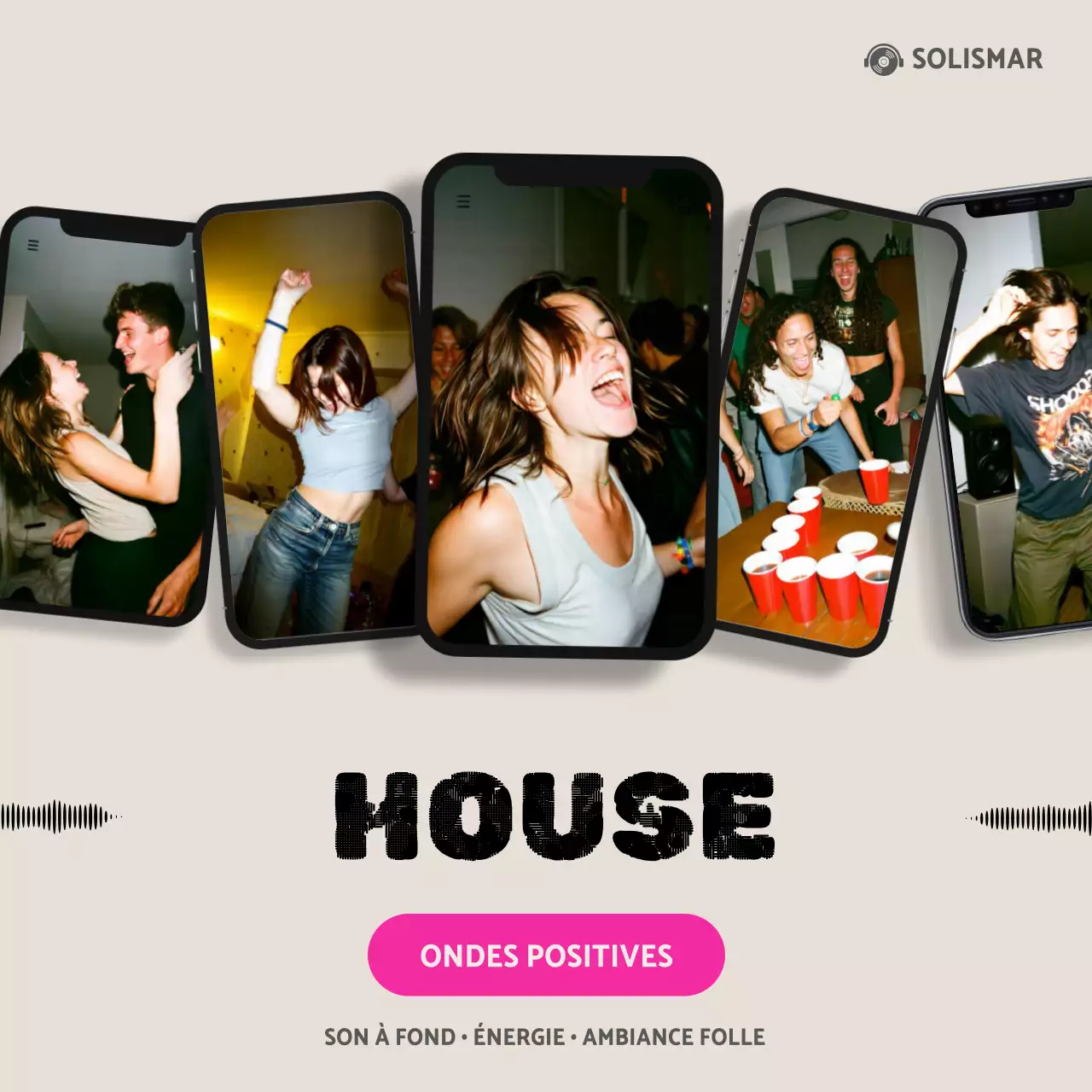 Invitation tendance beige pour une soirée sur les réseaux sociaux