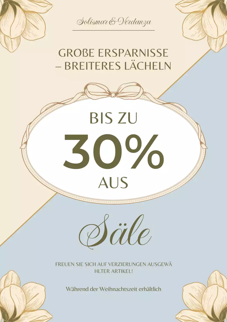 Beiges Blumen-Verkaufsplakat