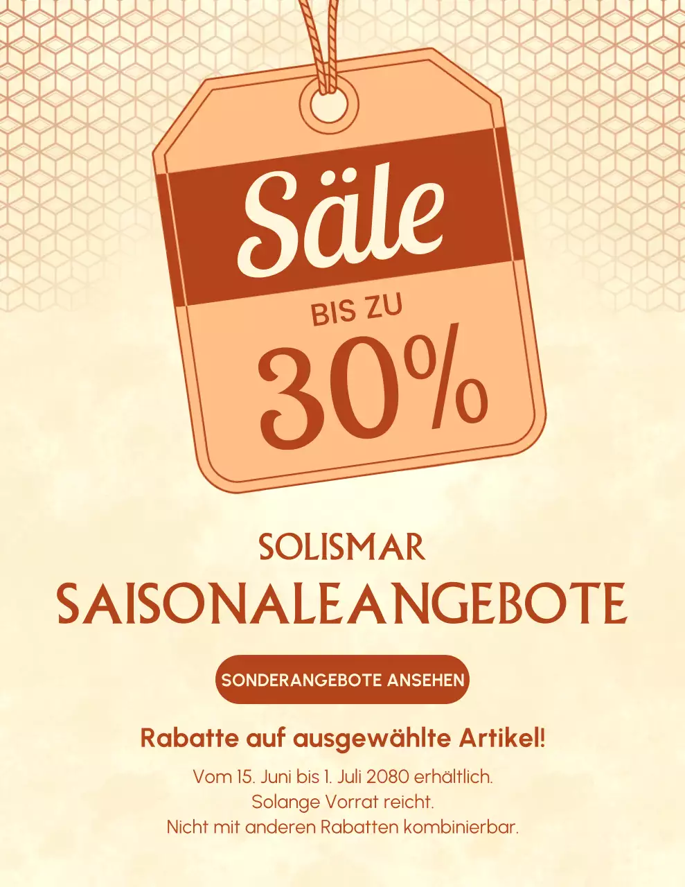 Orangefarbenes Retro-Verkaufsplakat