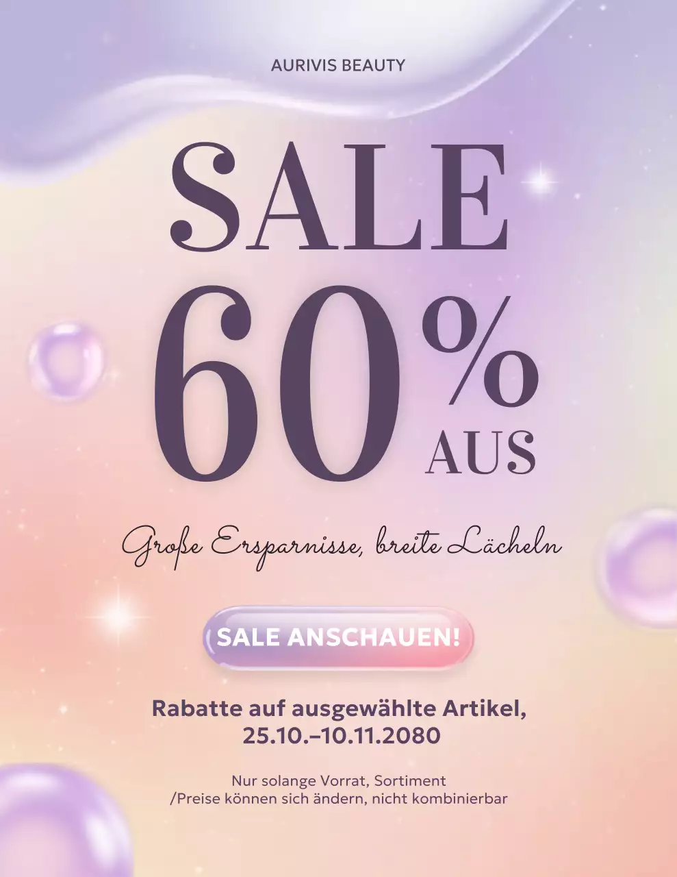 Pastellfarbenes modernes Schönheits-Verkaufsplakat