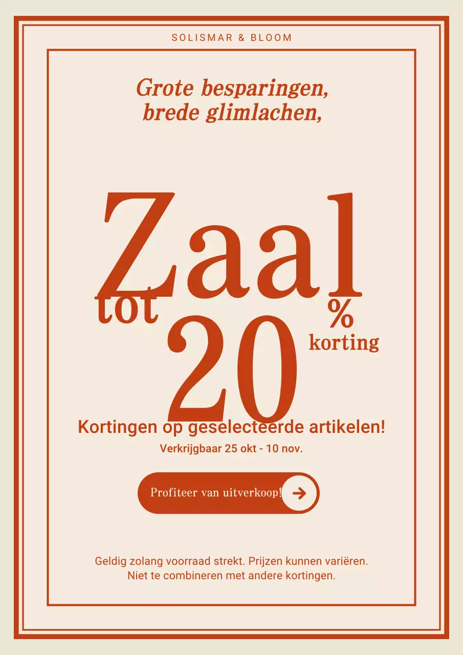 Oranje Simple Sale Promotieposter