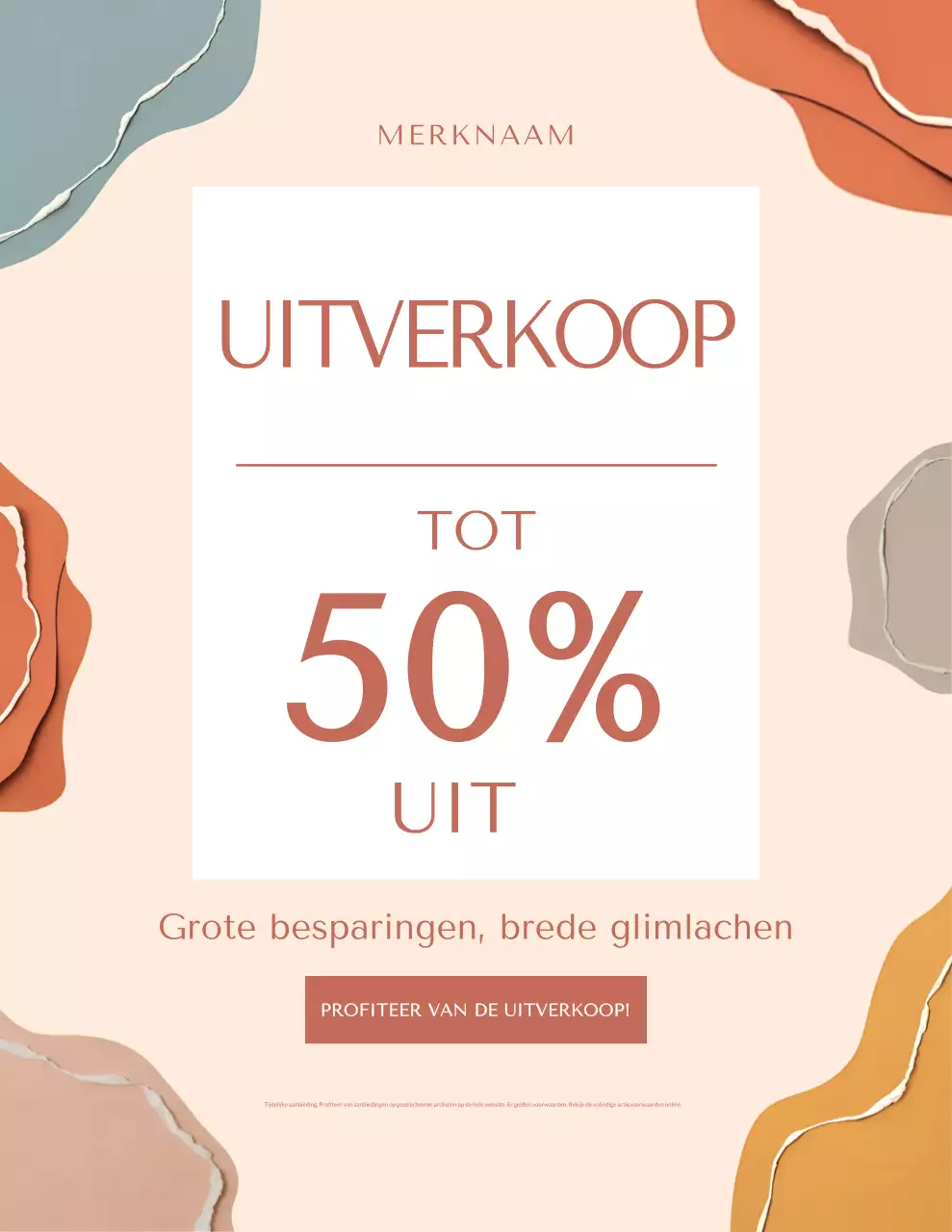 Beige abstracte verkooppromotieposter