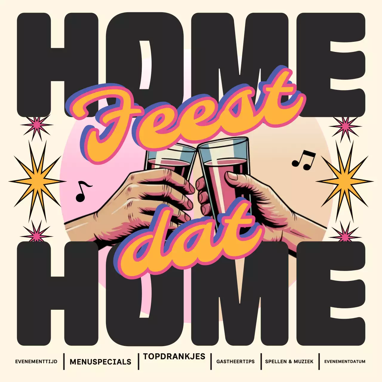 Beige retro feestuitnodiging voor sociale media (vierkant)