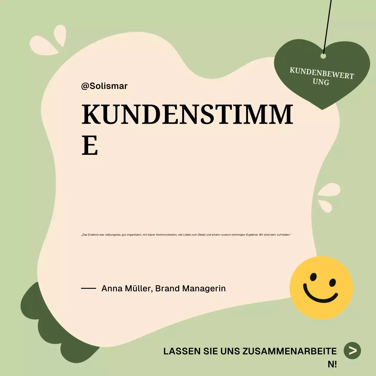 Green Minimalist Kundenrezension Social Media Square