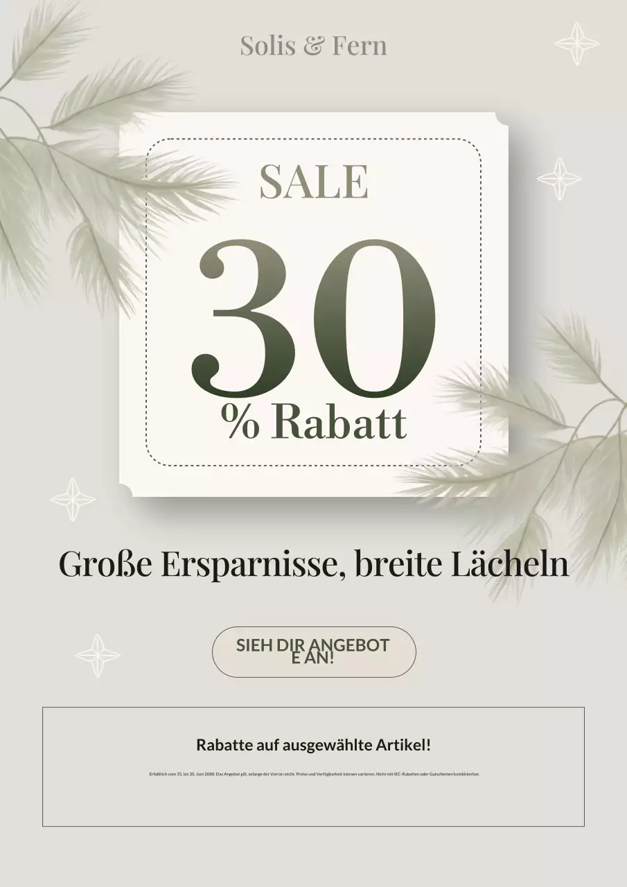 Elegantes beigefarbenes Verkaufsplakat