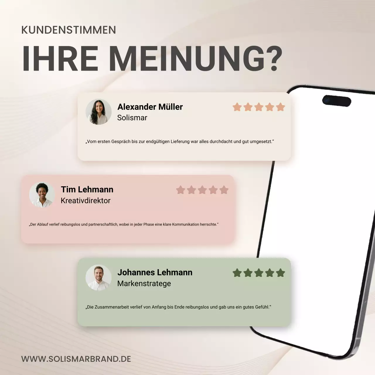 Beige Modern Kundenbewertungen Social Media Square