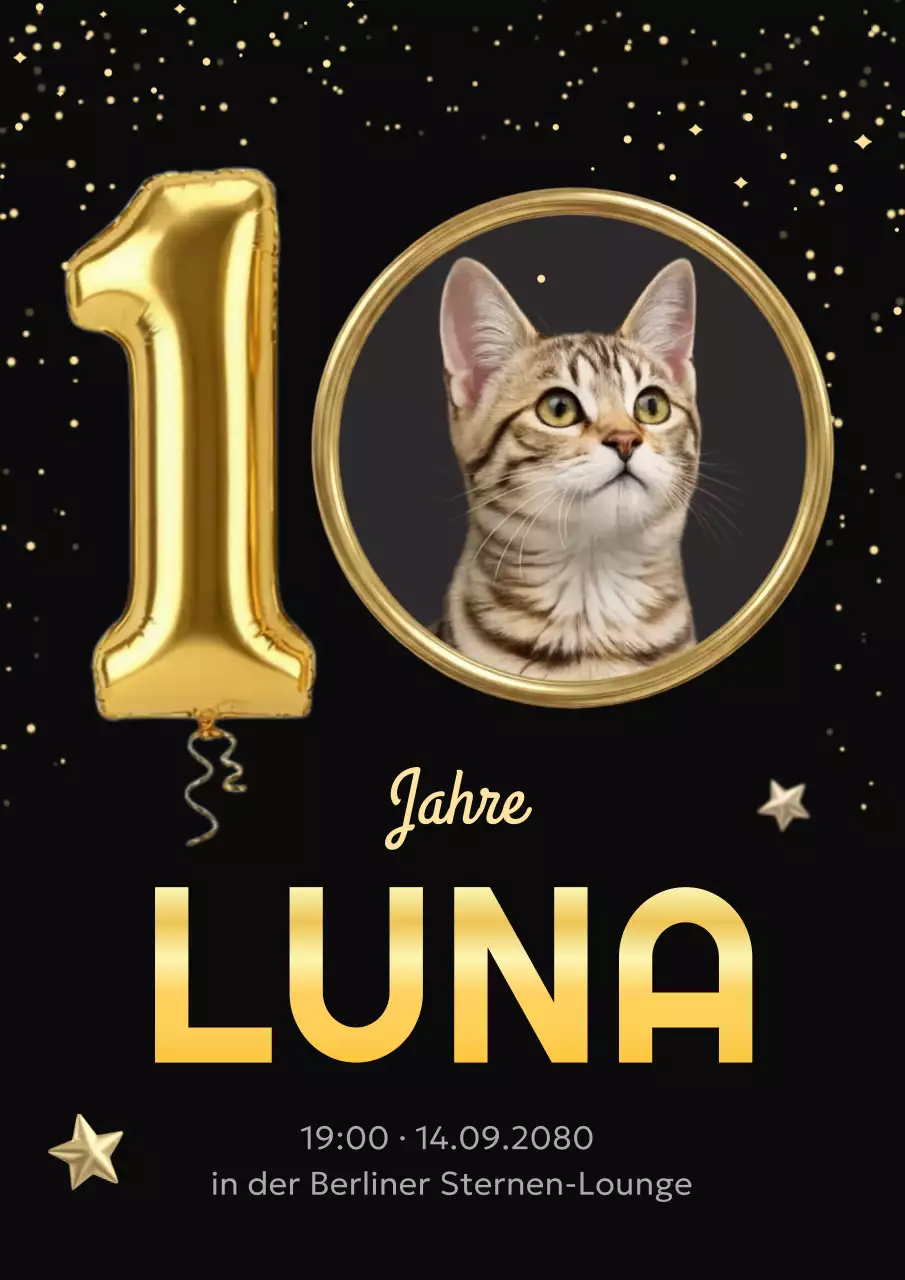 Elegantes schwarzes Einladungsplakat für Haustierveranstaltungen