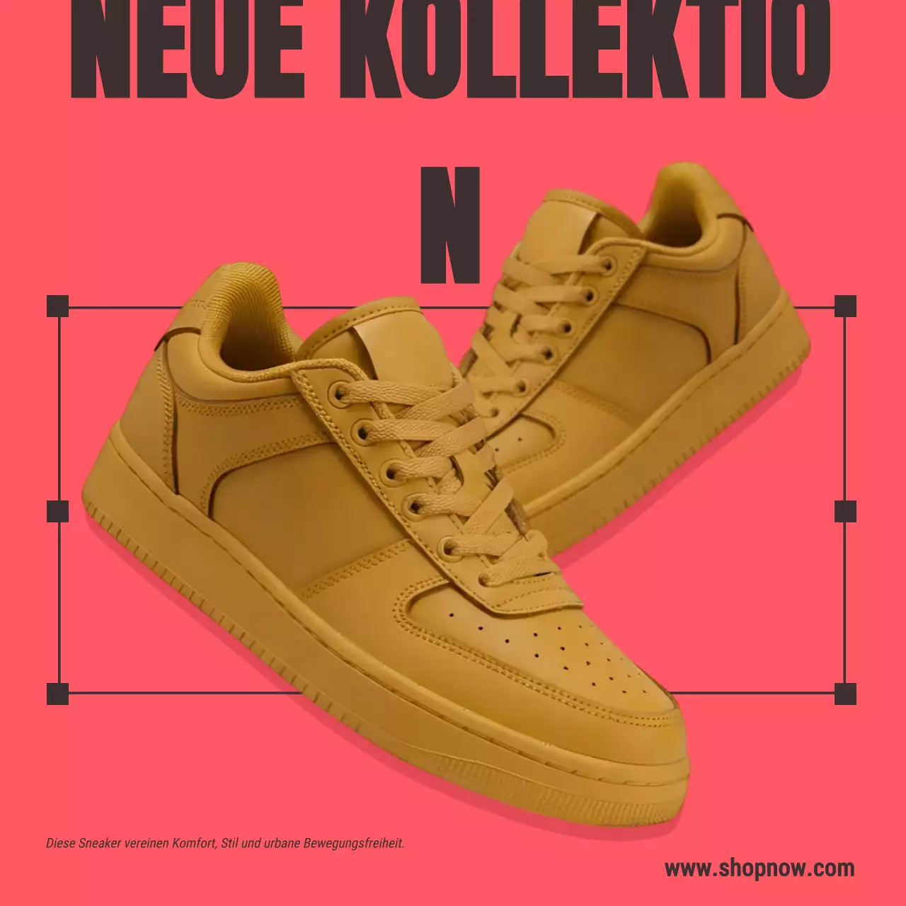 Instagram-Post zur Werbung für gelbe, moderne Sneaker