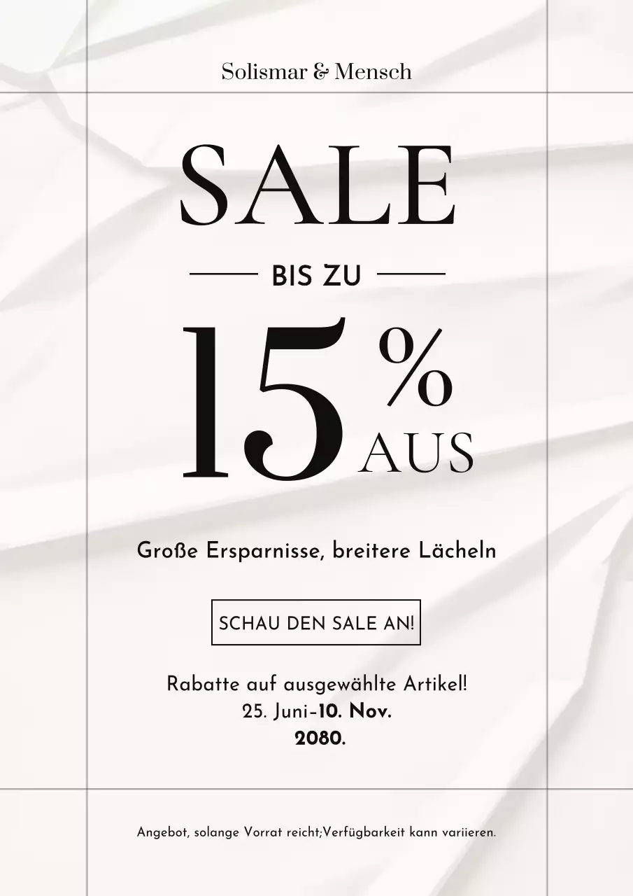 Beiges, modernes Verkaufsplakat