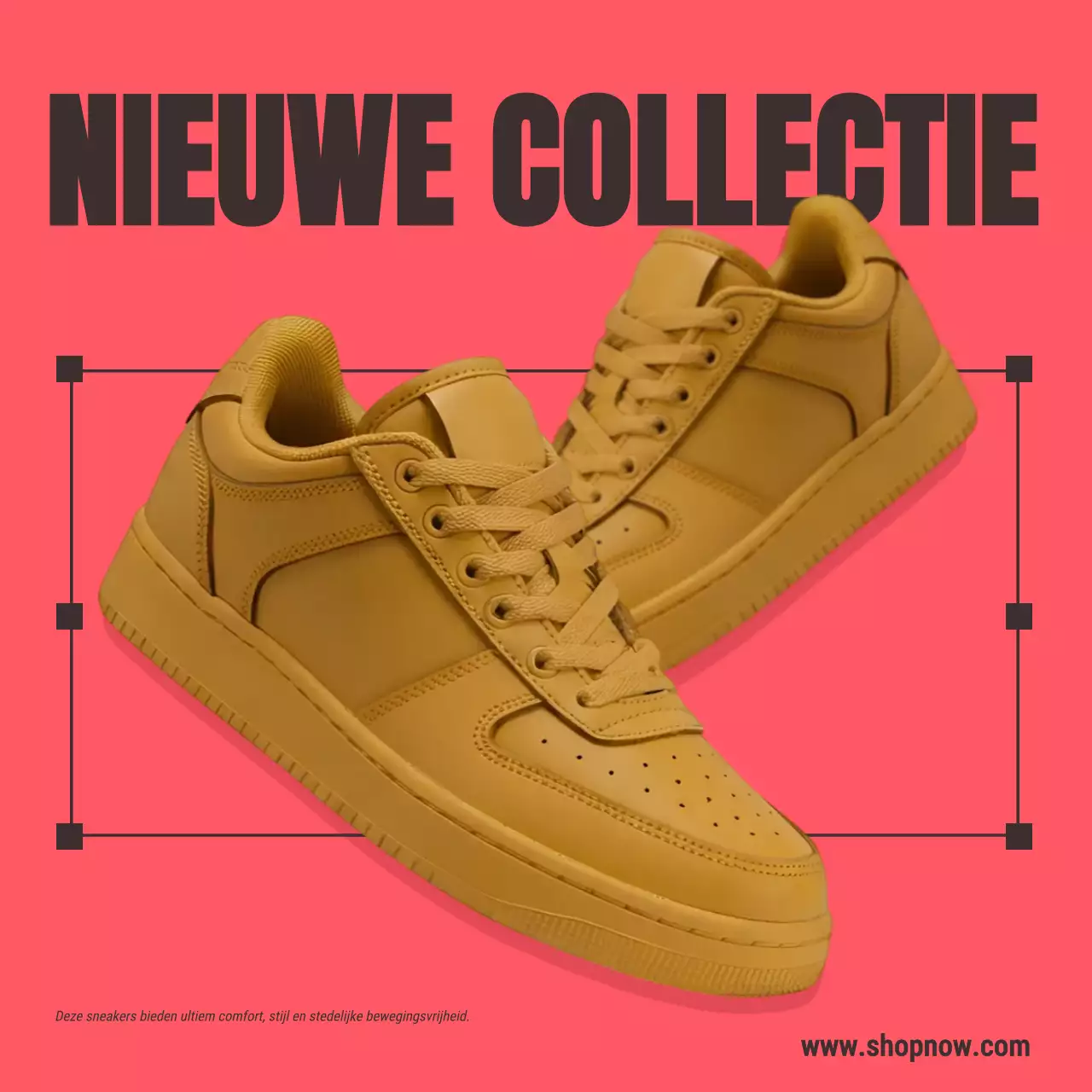 Instagram-post met promotie voor gele moderne sneakers
