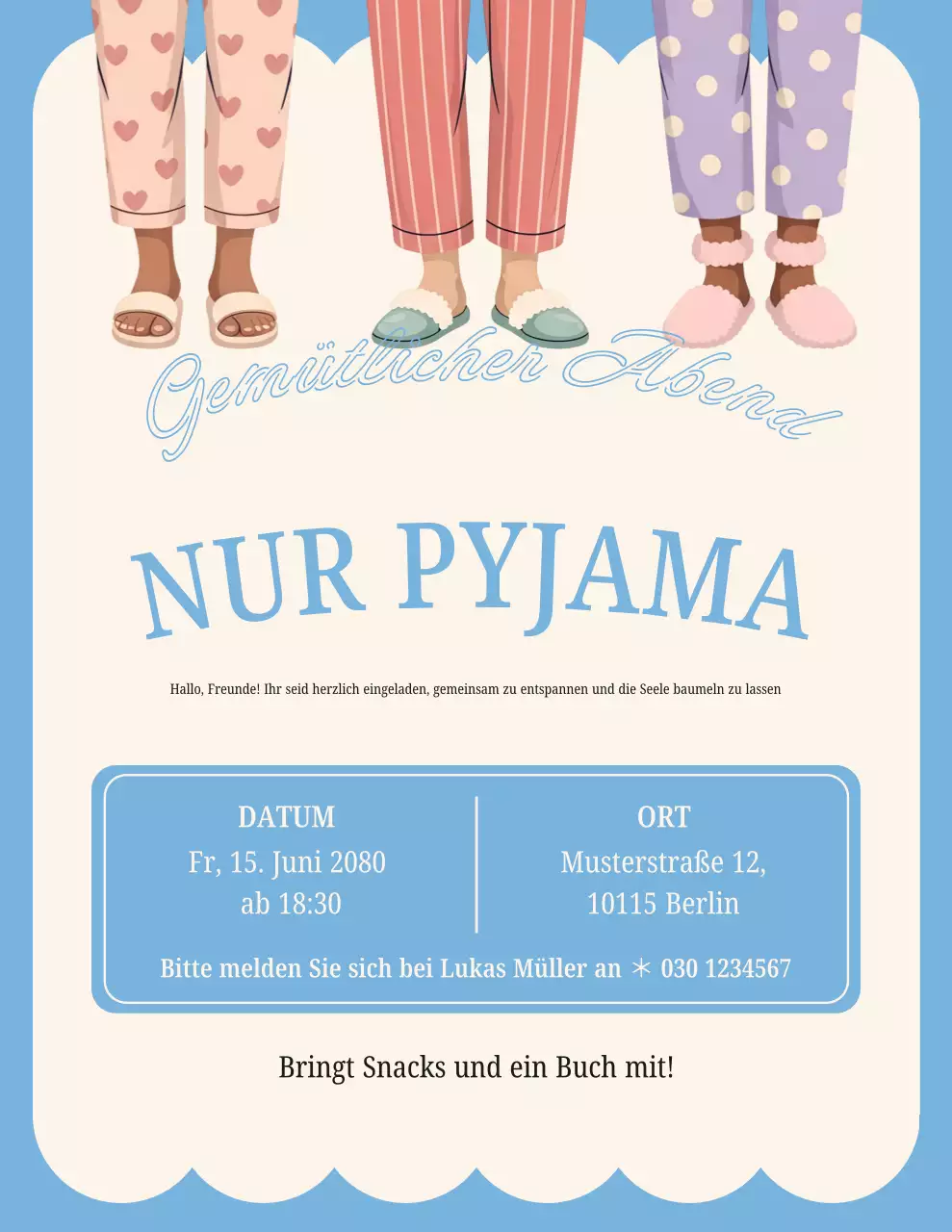 Beigefarbenes, verspieltes Einladungsplakat für ein Treffen