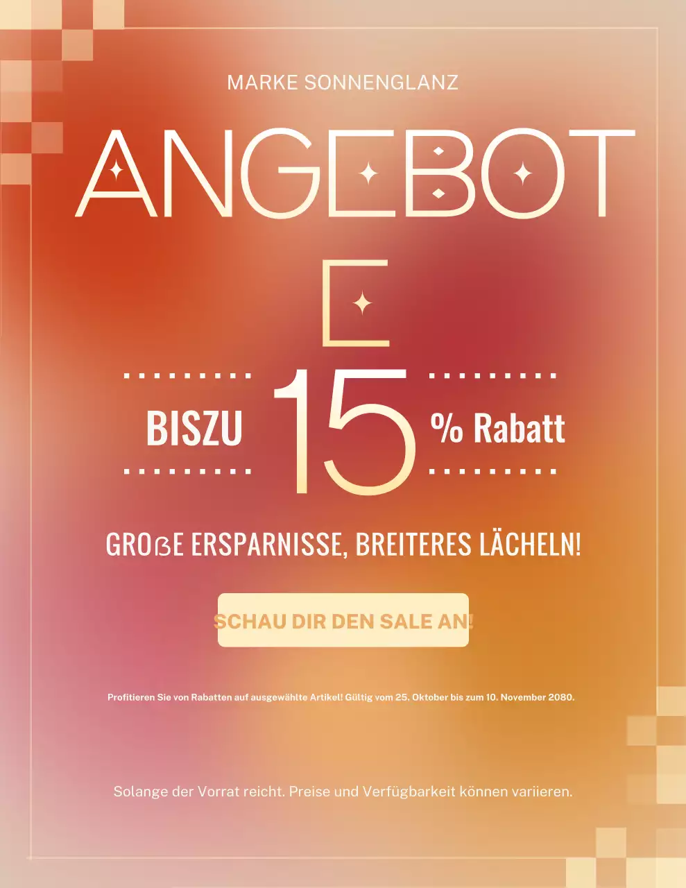 Orange Modern Verkaufsplakat