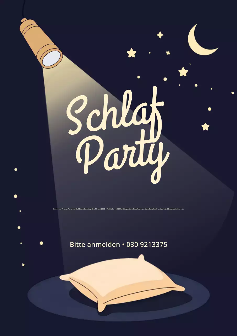 Einladungsplakat für eine Pyjamaparty