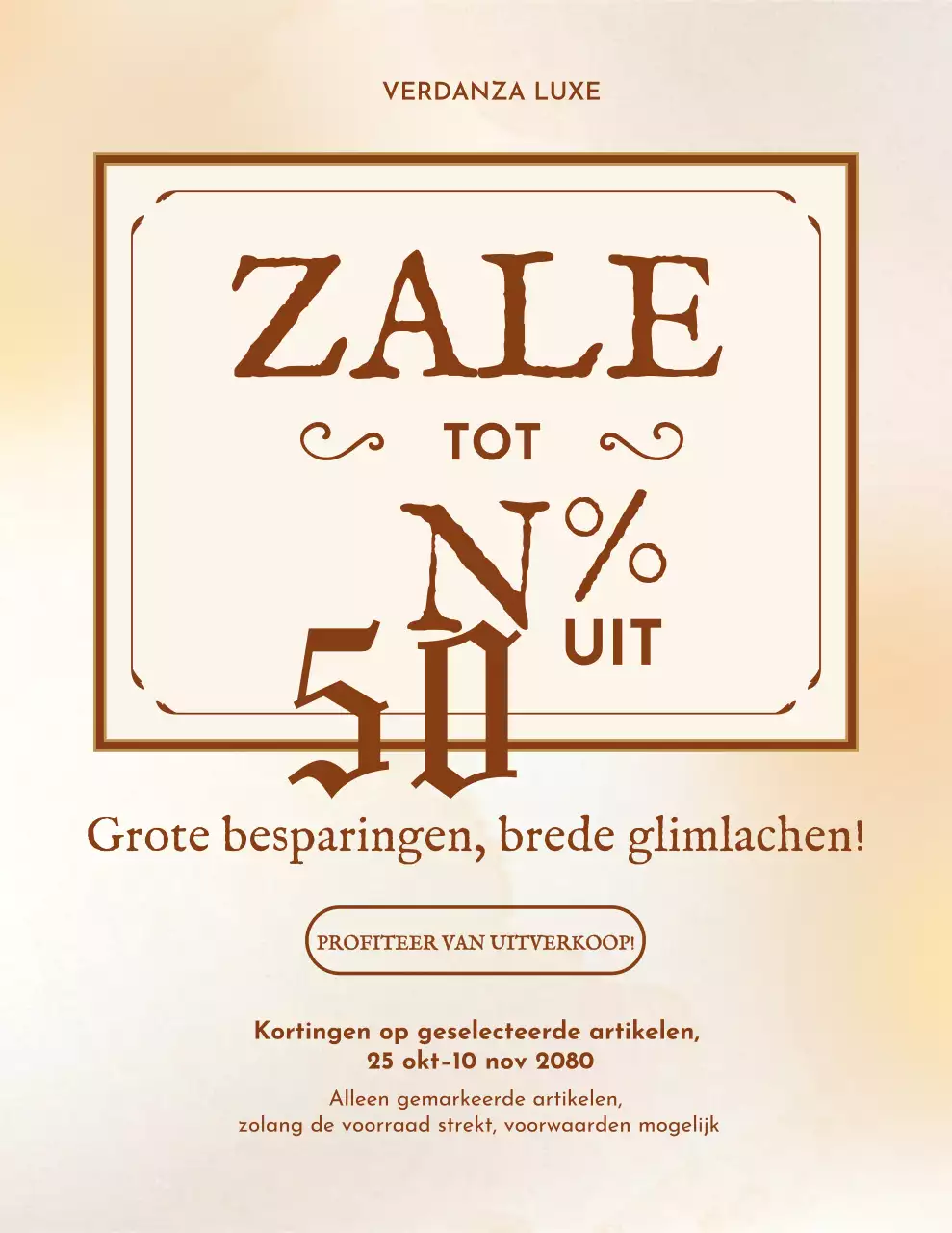 Beige elegante uitverkooppromotieposter