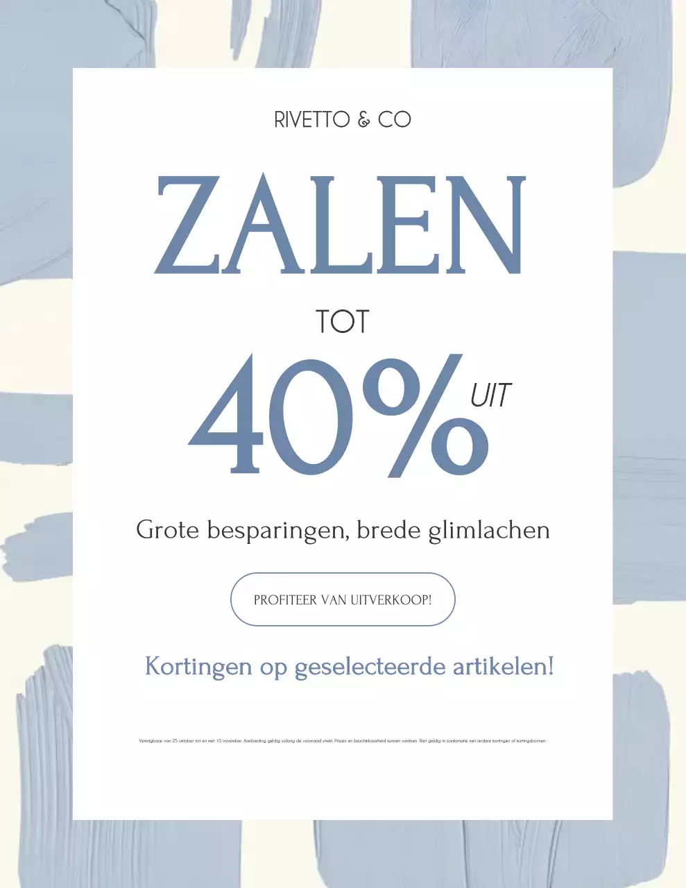 Blauwe abstracte verkooppromotieposter