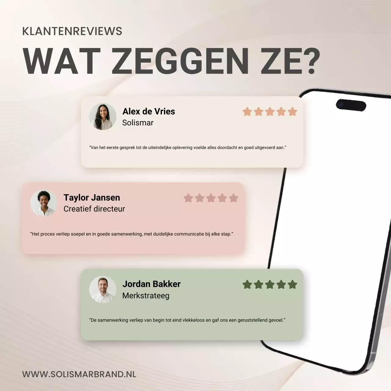 Beige Modern Klantrecensies Sociale Media Vierkant