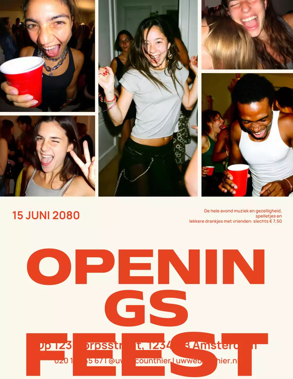 Bruine retro feestuitnodiging poster