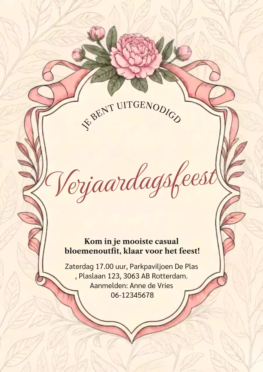 Roze elegante verjaardagskaart poster