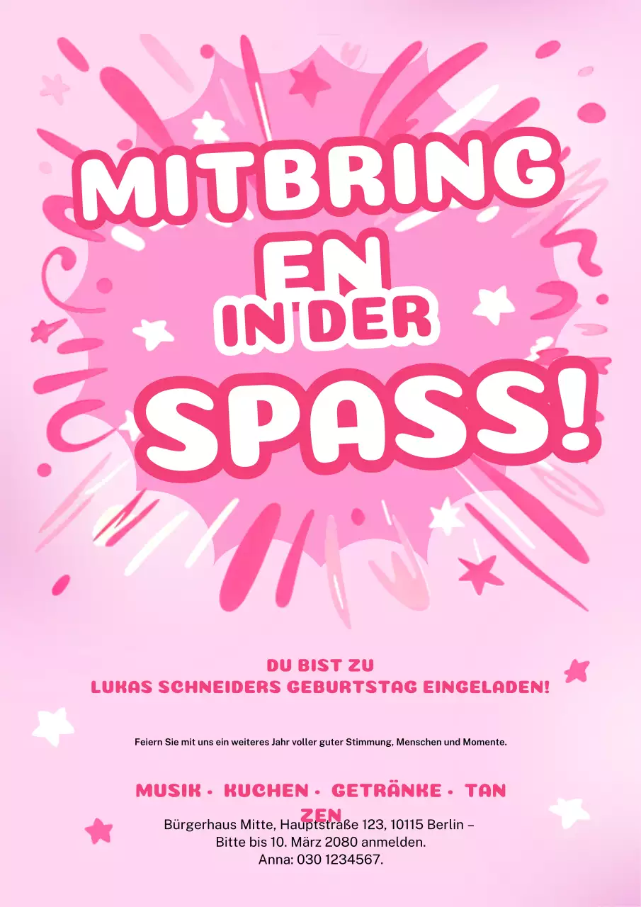 Rosa Retro-Geburtstagseinladungsposter