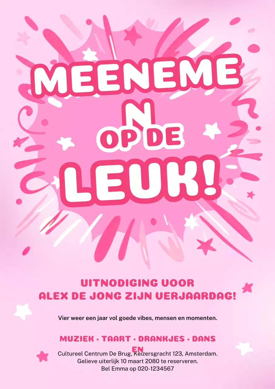 Roze retro verjaardagskaart/poster