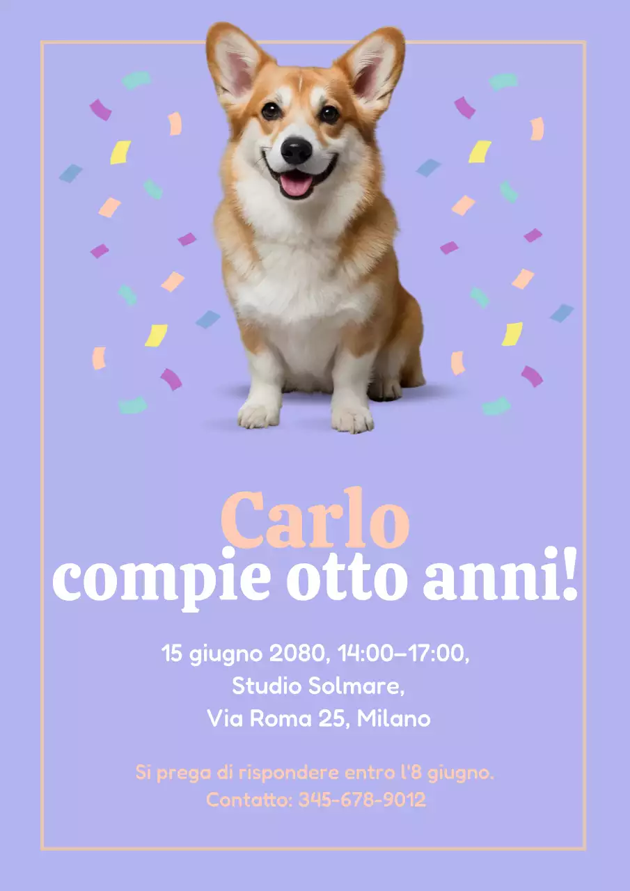 Poster di invito di compleanno giocoso viola