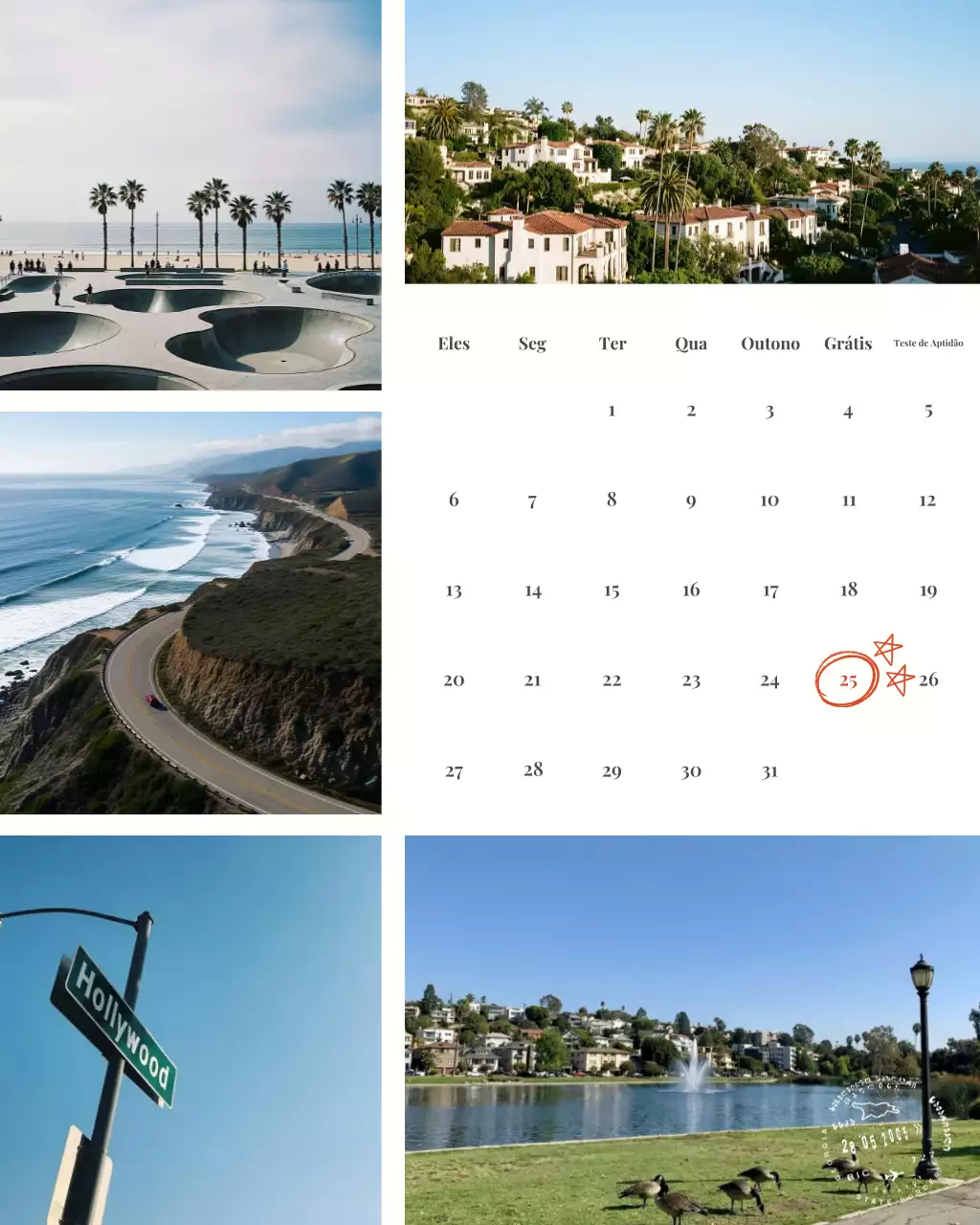 Um calendário de viagens minimalista