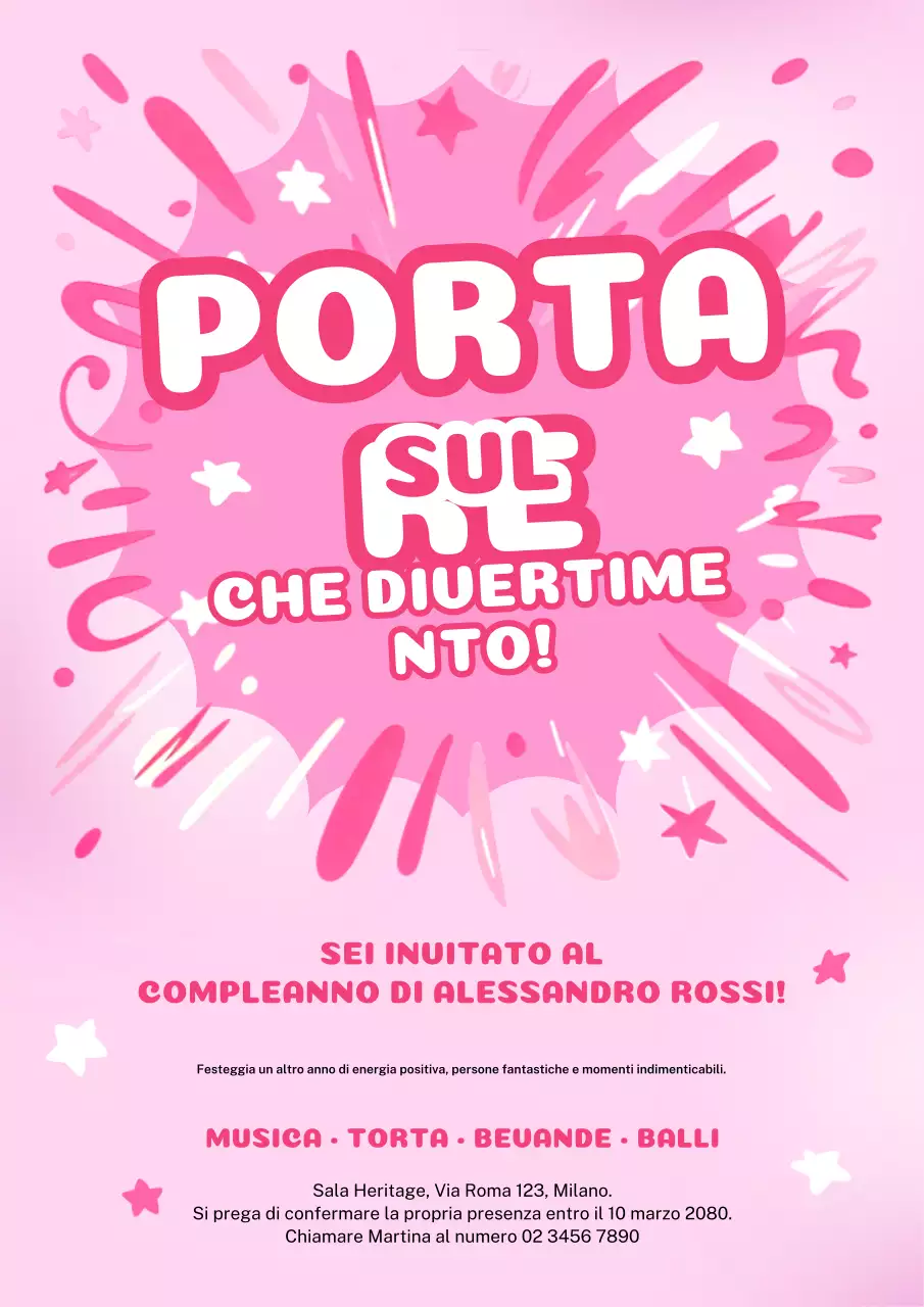 Poster di invito di compleanno retrò rosa