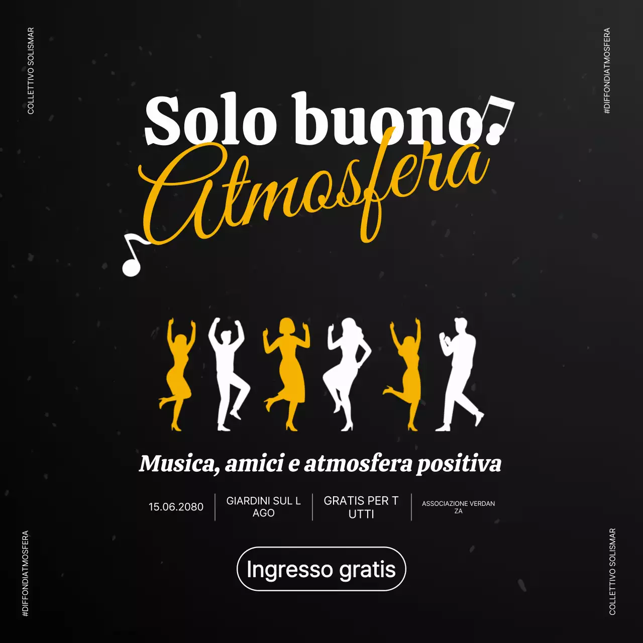 Post Instagram dell'evento musicale retrò nero