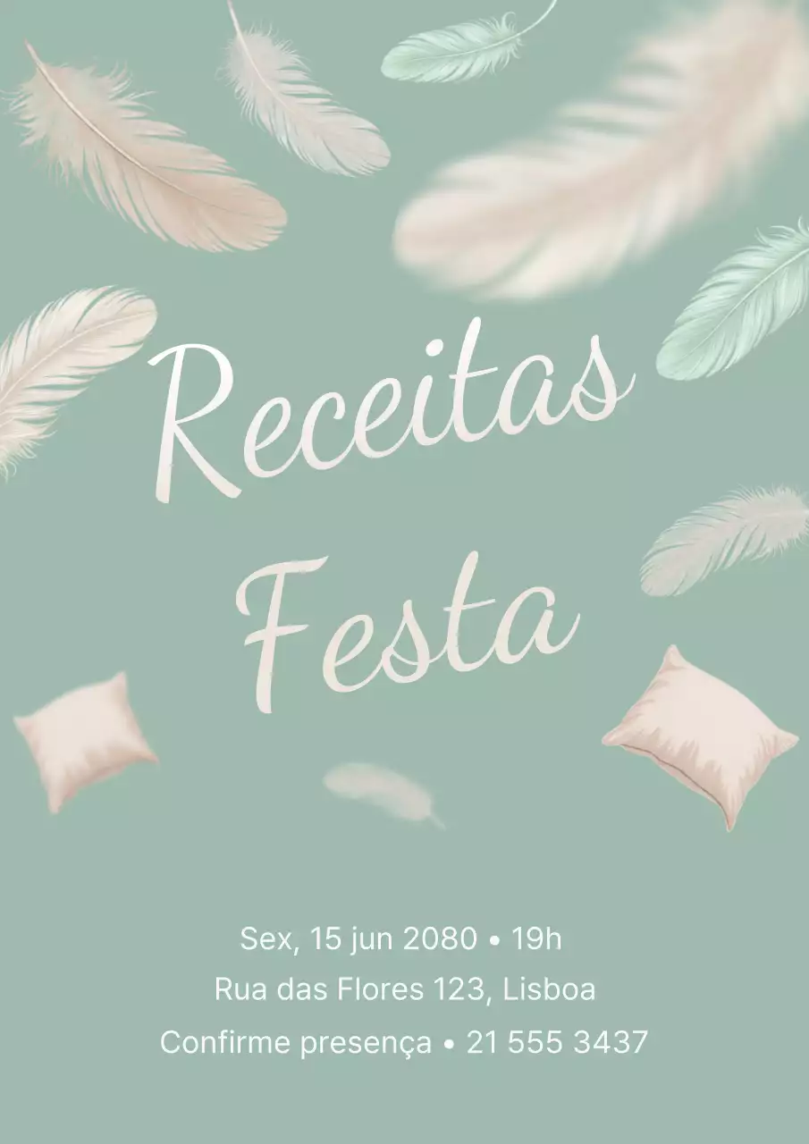 Pôster de convite para festa do pijama divertida com tema de menta